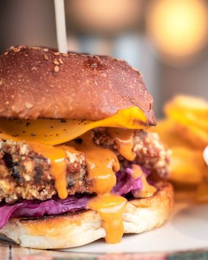 Aubergine Burger at Bluesquare in Milan