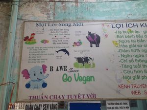 Go vegan poster at Sen Vàng in Ho Chi Minh City