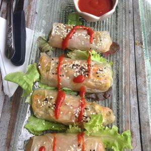 Vietnamese spring rolls at Green Gallery in Koh Phangan