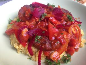 sunset (veggie balls cooked in rich red sauce) at Green Gallery in Koh Phangan