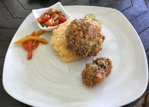 Schnitzel with mashed potatoes  at Green Gallery in Koh Phangan