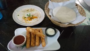 Tofu sticks and hummus. at Green Gallery in Koh Phangan