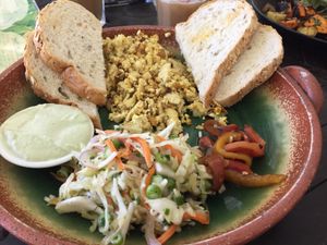 Tofu omelette breakfast  at Green Gallery in Koh Phangan