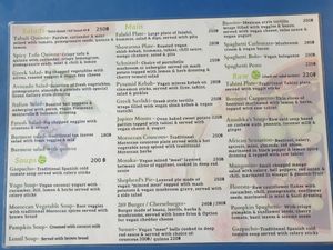 Menu at Green Gallery in Koh Phangan