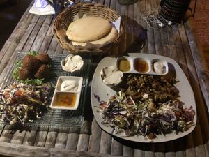 Hummus plate and shawarma plate at Green Gallery in Koh Phangan
