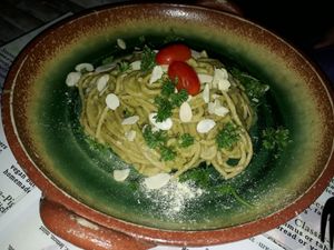 Spaghetti pesto at Green Gallery in Koh Phangan