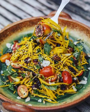 Raw pumpkin spaghetti at Green Gallery in Koh Phangan
