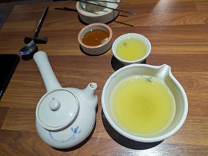 Japanese green tea (so good!) at The K Korean Restaurant in Diani