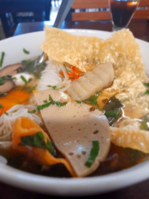 Hu Tiệu Chay eating at home at Quán Chay 371 in Ho Chi Minh City