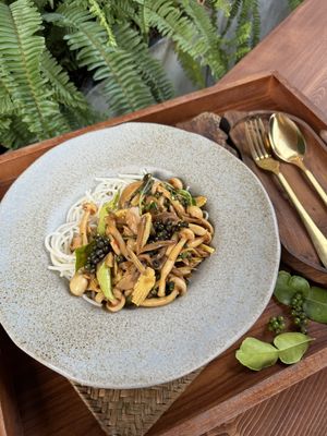 Pad kee mao vegan  at Amanita in Koh Lanta