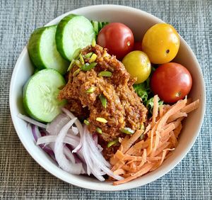 Muhammara bowl  at Majdolin Restaurant in Sharjah