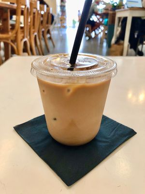 Iced oat latte at Haya's Kitchen Meets Kave in Dubai