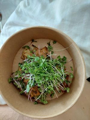 Sandwich with pesto and not chicken bits at House of Greens in Berlin