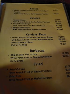 Menu at The Smiling Lao in Don Det