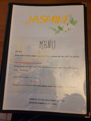 Menu Guide on Vegan Dishes at Jasmine in Bangor