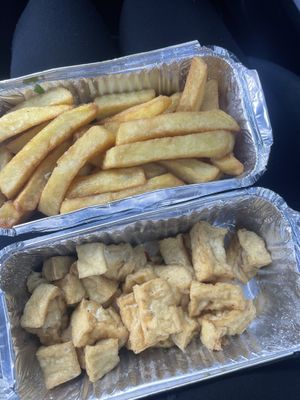 Salt and pepper tofu with salt and pepper chips   at Jasmine in Bangor