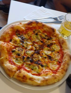Courgette pizza. Vegan. Light but satisfying. at Corner Stone Pizza in Nottingham