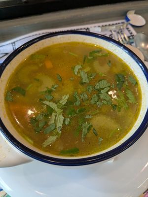 Sopa de apio, zanahoria y jengibre at Loulu Bistró in Antequera