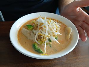 Laksa dumpling soup at Ping An Veggie Time @Dover Gardens in Adelaide