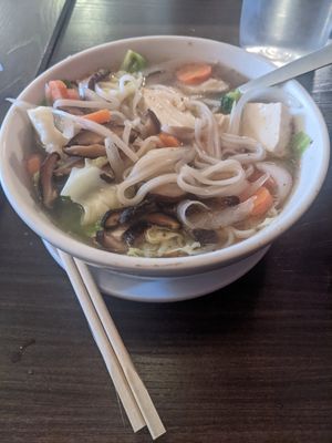 Spicy lemongrass noodle soup at Red Curry Vegan Kitchen in Flagstaff