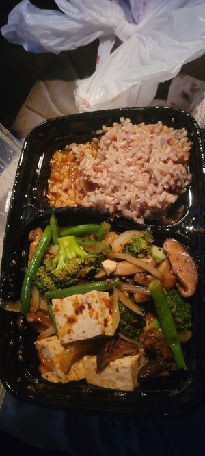 Lemongrass green curry (no coconut milk) at Red Curry Vegan Kitchen in Flagstaff