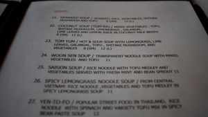 soup menu at Red Curry Vegan Kitchen in Flagstaff