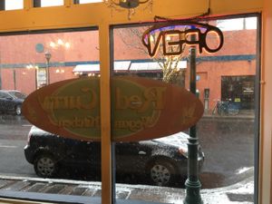 looking out at Red Curry Vegan Kitchen in Flagstaff