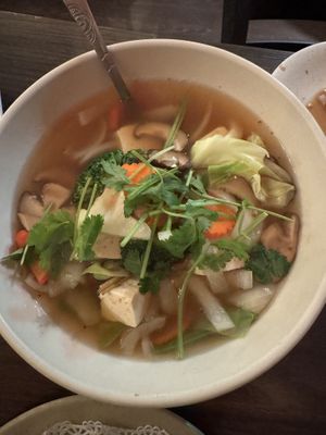 Tom yum soup  at Red Curry Vegan Kitchen in Flagstaff