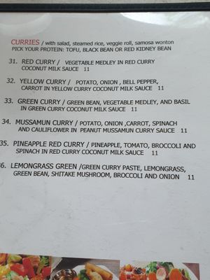 Curries at Red Curry Vegan Kitchen in Flagstaff