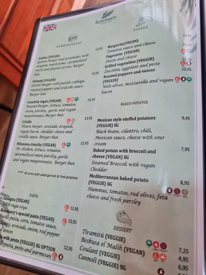 Menu at Rosemary  in Alicante