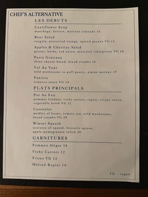 Vegan/VegetarianMenu at The Regent in Saratoga Springs