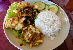 Pepper Salt Mushrooms Rice (vegan, no egg batter used) - RM7 at You Yuen Vegetarian in Kota Kinabalu