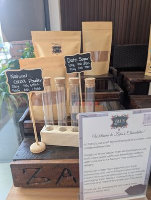 Cocoa powder, date sugar at Zahu's Chocolates in Nairobi