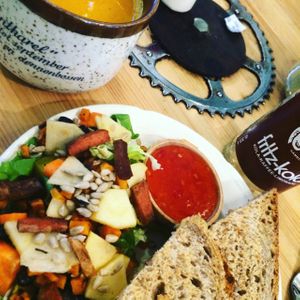 soup salad and toasted sandwich at Hap in Den Bosch