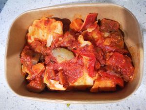 Vegan Agnolotti with Grilled Vegetable Sauce at The Malibu Market in Rockingham