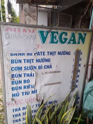 Old faded sign at Chay Vegan in Ho Chi Minh City