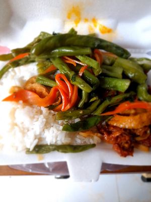 My take away vegan food 30.000 at Pháp Vo in Ho Chi Minh City