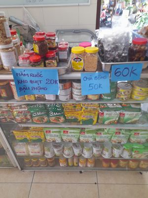 Vegan products for sell at Pháp Vo in Ho Chi Minh City