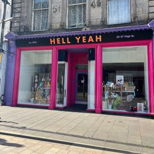 Outside the shop at Hell Yeah in Perth