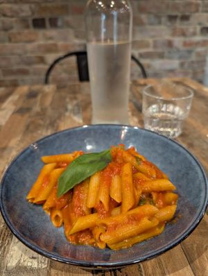 Slow cooked tomato sugo penne pasta at Sapori at Tailors in Islington