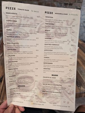 Pizza menu Feb 25 at Sapori at Tailors in Islington