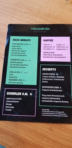 Getränke & Desserts at Veganoven in Erlangen