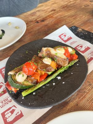 Grilled veg starter  at Malum Rex in Astigarraga