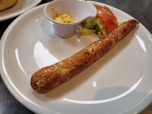 Vegane Bratwurst at Gretchen's Grill in Marienhafe