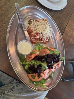 Gfv lasagna with beet saladd  at ABQ - Rush of Prana - Past Security in Albuquerque