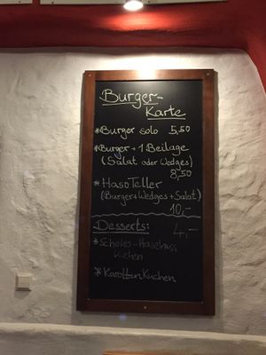 Burger Karte at El Haso in Freiburg