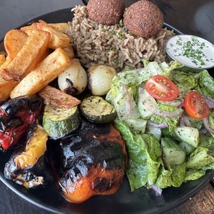 Vegetarian Plate (made vegan)  at Mayrik in Toronto