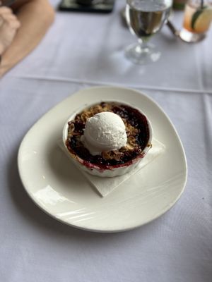 Cherry-Almond Crumble with vegan vanilla ice cream  at Gertrude's at the BMA in Baltimore