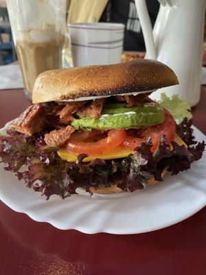 Cat bagel with extra “bacon"  at Mamalicious in Hamburg