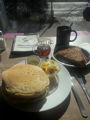 pancakes and melted cheese sandwich  at Mamalicious in Hamburg